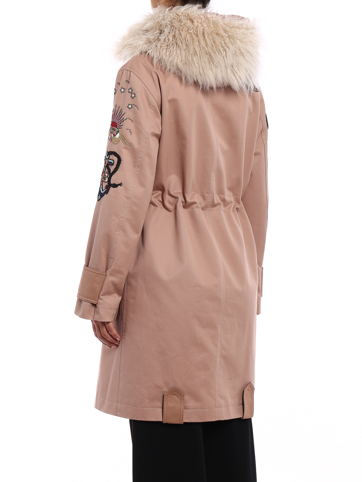 Valentino Embroidered Concealed Zip-front Jacket In Brown